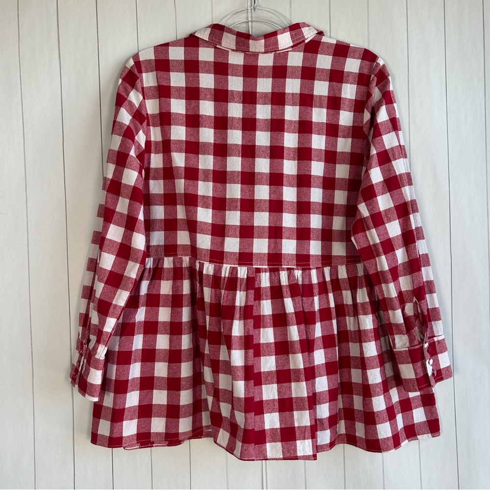 Tuckernuck Pomander Place size L Scarlett button down apple red gingham cotton - Picture 6 of 12